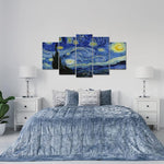 Vincent Van Gogh Starry Night 5 Piece Canvas Wall Art Painting Wallpaper Poster Picture Print Photo Decor