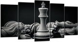 Black & White King Chess Game 5 Piece Canvas Wall Art Painting Wallpaper Poster Picture Print Photo Decor