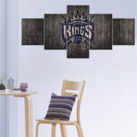 Sacramento Kings Wooden Logo NBA Basketball Team 5 Piece Canvas Wall Art Painting Wallpaper Poster Picture Print Photo Decor