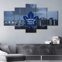 Toronto Maple Leafs NHL Hockey Team Logo 5 Piece Canvas Wall Art Painting Wallpaper Poster Picture Print Photo Decor