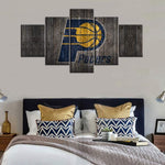 Indiana Pacers Logo NBA American Basketball Team 5 Piece Canvas Wall Art Painting Wallpaper Poster Picture Print Photo Decor