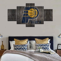 Indiana Pacers Logo NBA American Basketball Team 5 Piece Canvas Wall Art Painting Wallpaper Poster Picture Print Photo Decor