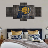 Indiana Pacers Logo NBA American Basketball Team 5 Piece Canvas Wall Art Painting Wallpaper Poster Picture Print Photo Decor