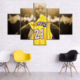 Kobe Bryant #24 Los Angeles Lakers LA Basketball Sports NBA 5 Piece Canvas Wall Art Painting Wallpaper Poster Picture Print Photo Decor