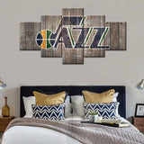 Utah Jazz Logo NBA Basketball Sports Team 5 Piece Canvas Wall Art Painting Wallpaper Poster Picture Print Photo Decor