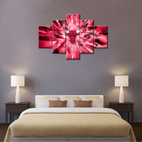 Chicago Bulls Logo Explosion Effect NBA Basketball Team 5 Piece Canvas Wall Art Painting Wallpaper Poster Picture Print Photo Decor