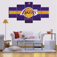 NBA Basketball Team Los Angeles Lakers Logo 5 Piece Canvas Wall Art Painting Wallpaper Poster Picture Print Photo Decor