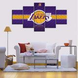 NBA Basketball Team Los Angeles Lakers Logo 5 Piece Canvas Wall Art Painting Wallpaper Poster Picture Print Photo Decor