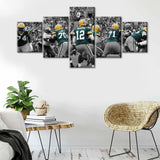 Green Bay Packers Aaron Rodgers NFL Football 5 Piece Canvas Wall Art Painting Wallpaper Poster Picture Print Photo Decor