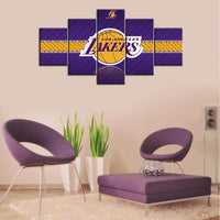 NBA Basketball Team Los Angeles Lakers Logo 5 Piece Canvas Wall Art Painting Wallpaper Poster Picture Print Photo Decor