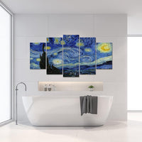 Vincent Van Gogh Starry Night 5 Piece Canvas Wall Art Painting Wallpaper Poster Picture Print Photo Decor