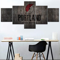 Portland Trail Blazers Logo NBA Basketball Team 5 Piece Canvas Wall Art Painting Wallpaper Poster Picture Print Photo Decor