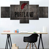 Portland Trail Blazers Logo NBA Basketball Team 5 Piece Canvas Wall Art Painting Wallpaper Poster Picture Print Photo Decor