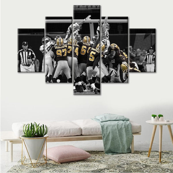 NFL Football Team New Orleans Saints Game Moment 5 Piece Canvas Wall Art Painting Wallpaper Poster Picture Print Photo Decor