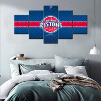 Detroit Pistons NBA Basketball Sports Logo 5 Piece Canvas Wall Art Painting Wallpaper Poster Picture Print Photo Decor