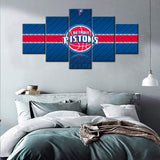 Detroit Pistons NBA Basketball Sports Logo 5 Piece Canvas Wall Art Painting Wallpaper Poster Picture Print Photo Decor