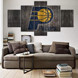 Indiana Pacers Logo NBA American Basketball Team 5 Piece Canvas Wall Art Painting Wallpaper Poster Picture Print Photo Decor