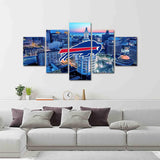 Buffalo Bills NFL Football Team Skyline Logo 5 Piece Canvas Wall Art Painting Wallpaper Poster Picture Print Photo Decor