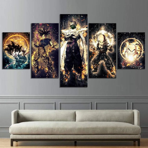 Dragon Ball Z Heroes Anime Fans 5 Piece Canvas Wall Art Painting Wallpaper Poster Picture Print Photo Decor