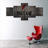 Portland Trail Blazers Logo NBA Basketball Team 5 Piece Canvas Wall Art Painting Wallpaper Poster Picture Print Photo Decor