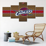 Cleveland Cavaliers NBA Basketball Team Logo 5 Piece Canvas Wall Art Painting Wallpaper Poster Picture Print Photo Decor