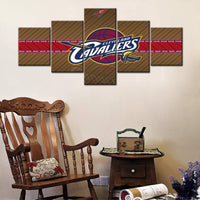 Cleveland Cavaliers NBA Basketball Team Logo 5 Piece Canvas Wall Art Painting Wallpaper Poster Picture Print Photo Decor