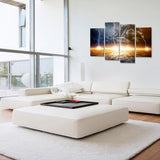 Nature Lightning Strikes Clouds 4 Piece Canvas Wall Art Painting Wallpaper Poster Picture Print Photo Decor