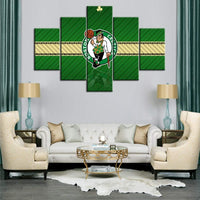 NBA Basketball Team Boston Celtics Logo 5 Piece Canvas Wall Art Painting Wallpaper Poster Picture Print Photo Decor