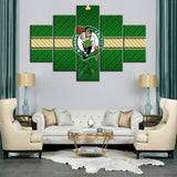 NBA Basketball Team Boston Celtics Logo 5 Piece Canvas Wall Art Painting Wallpaper Poster Picture Print Photo Decor