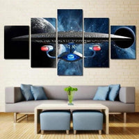 USS Enterprise Star Trek Space Earth 5 Piece Canvas Wall Art Painting Wallpaper Poster Picture Print Photo Decor