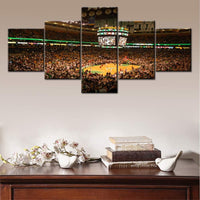 Boston Celtics NBA TD Garden Basketball Sports Arena 5 Piece Canvas Wall Art Painting Wallpaper Poster Picture Print Photo Decor