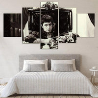 Black & White Tony Montana Gangster Scarface Movie 5 Piece Canvas Wall Art Painting Wallpaper Poster Picture Print Photo Decor