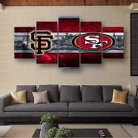 San Francisco 49ers & Giants Dual Team NFL Football 5 Piece Canvas Wall Art Painting Wallpaper Poster Picture Print Photo Decor