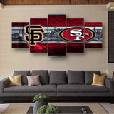 San Francisco 49ers & Giants Dual Team NFL Football 5 Piece Canvas Wall Art Painting Wallpaper Poster Picture Print Photo Decor