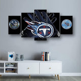 NFL Football Team Tennessee Titans Logo 5 Piece Canvas Wall Art Painting Wallpaper Poster Picture Print Photo Decor