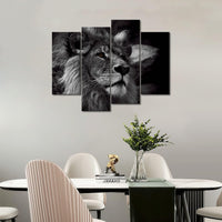 Black & White Lion Animal 4 Piece Canvas Wall Art Painting Wallpaper Poster Picture Print Photo Decor