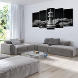 Black & White King Chess Game 5 Piece Canvas Wall Art Painting Wallpaper Poster Picture Print Photo Decor