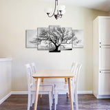 Black & White Tree Outdoor Nature Winter 5 Piece Canvas Wall Art Painting Wallpaper Poster Picture Print Photo Decor