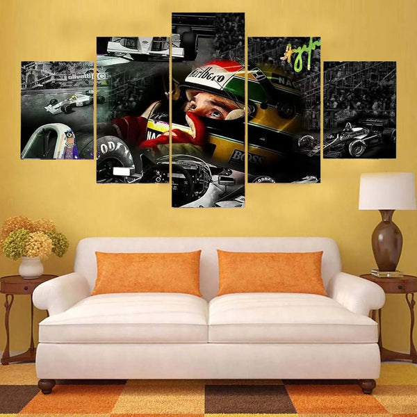 Ayrton Senna Racing F1 Legend 5 Piece Canvas Wall Art Painting Wallpaper Poster Picture Print Photo Decor