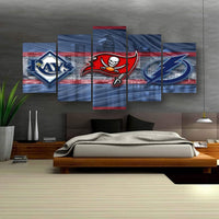 Tampa Bay Buccaneers Rays Lightning NFL MLB NHL 5 Piece Canvas Wall Art Painting Wallpaper Poster Picture Print Photo Decor
