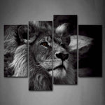 Black & White Lion Animal 4 Piece Canvas Wall Art Painting Wallpaper Poster Picture Print Photo Decor