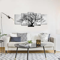 Black & White Tree Outdoor Nature Winter 5 Piece Canvas Wall Art Painting Wallpaper Poster Picture Print Photo Decor