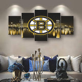 Boston Bruins Hockey Sports NHL Team 5 Piece Canvas Wall Art Painting Wallpaper Poster Picture Print Photo Decor