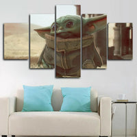 Baby Yoda Star Wars Mandalorian Character 5 Piece Canvas Wall Art Painting Wallpaper Poster Picture Print Photo Decor