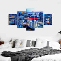 Buffalo Bills NFL Football Team Skyline Logo 5 Piece Canvas Wall Art Painting Wallpaper Poster Picture Print Photo Decor