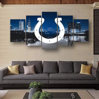 NFL Team Indianapolis Colts Logo Skyline & Cityscape 5 Piece Canvas Wall Art Painting Wallpaper Poster Picture Print Photo Decor