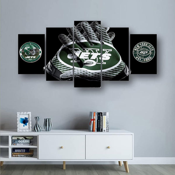 New York Jets Gloves NFL Football Team Logo 5 Piece Canvas Wall Art Painting Wallpaper Poster Picture Print Photo Decor