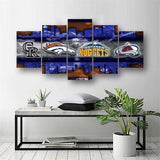 Colorado Sports Teams Denver Broncos, Nuggets, Rockies & Avalanche 5 Piece Canvas Wall Art Painting Wallpaper Poster Picture Print Photo Decor