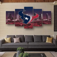 NFL Football Team Houston Texans Skyline 5 Piece Canvas Wall Art Painting Wallpaper Poster Picture Print Photo Decor