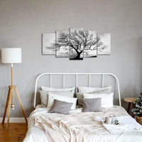 Black & White Tree Outdoor Nature Winter 5 Piece Canvas Wall Art Painting Wallpaper Poster Picture Print Photo Decor